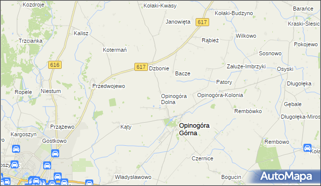 mapa Opinogóra Dolna, Opinogóra Dolna na mapie Targeo