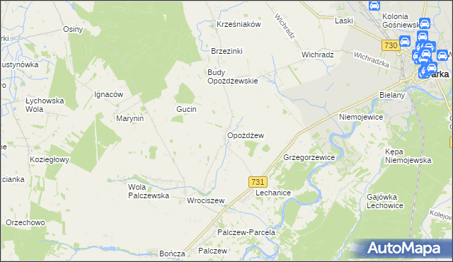 mapa Opożdżew, Opożdżew na mapie Targeo