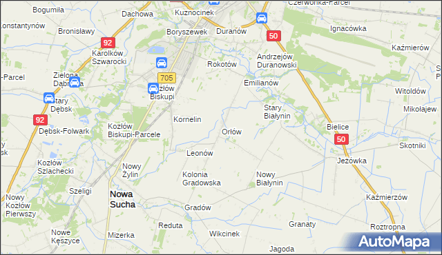 mapa Orłów gmina Nowa Sucha, Orłów gmina Nowa Sucha na mapie Targeo