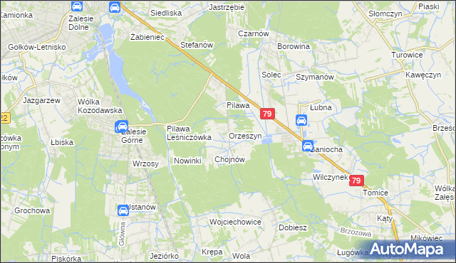 mapa Orzeszyn, Orzeszyn na mapie Targeo