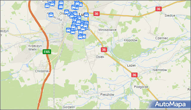 mapa Osiek gmina Lubin, Osiek gmina Lubin na mapie Targeo