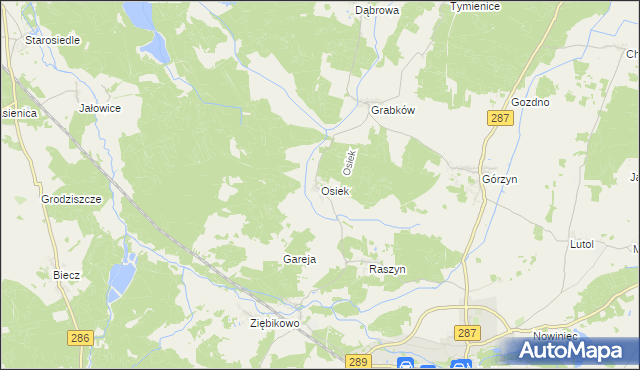 mapa Osiek gmina Lubsko, Osiek gmina Lubsko na mapie Targeo