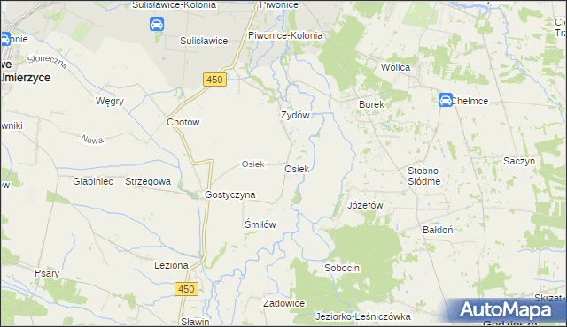 mapa Osiek gmina Nowe Skalmierzyce, Osiek gmina Nowe Skalmierzyce na mapie Targeo