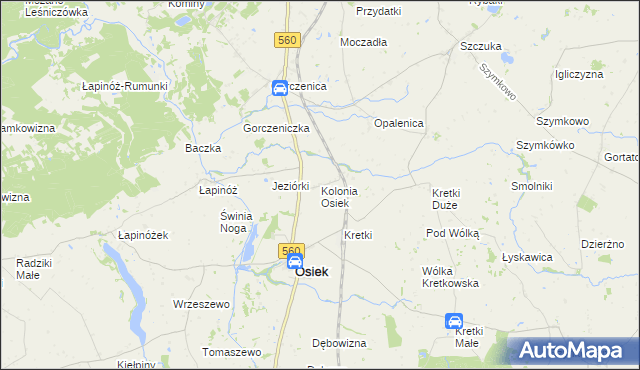 mapa Osiek-Kolonia, Osiek-Kolonia na mapie Targeo