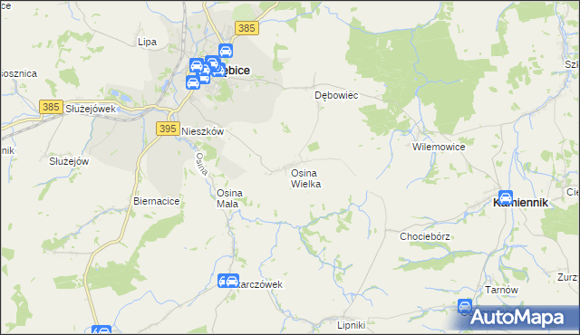 mapa Osina Wielka, Osina Wielka na mapie Targeo