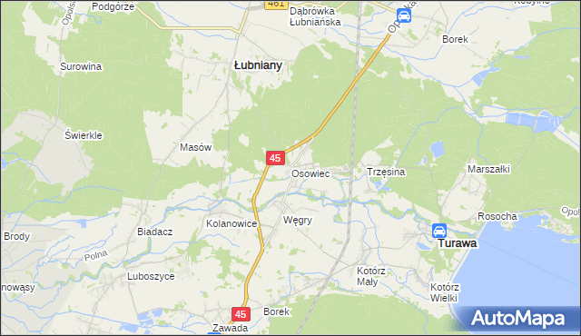 mapa Osowiec gmina Turawa, Osowiec gmina Turawa na mapie Targeo