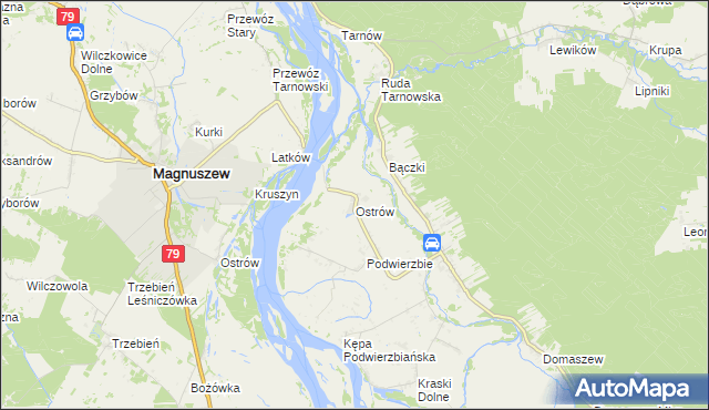 mapa Ostrów gmina Maciejowice, Ostrów gmina Maciejowice na mapie Targeo