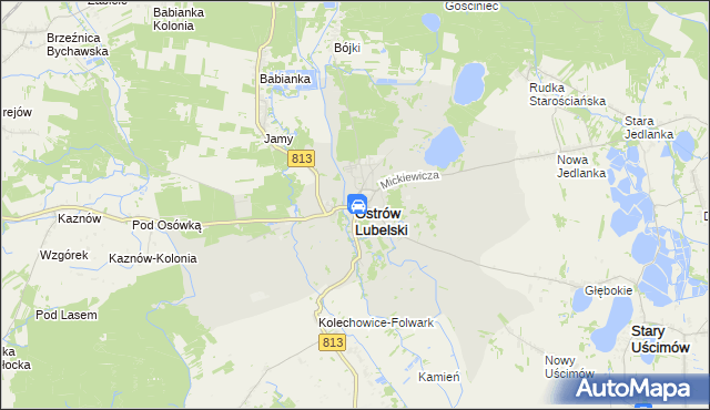 mapa Ostrów Lubelski, Ostrów Lubelski na mapie Targeo
