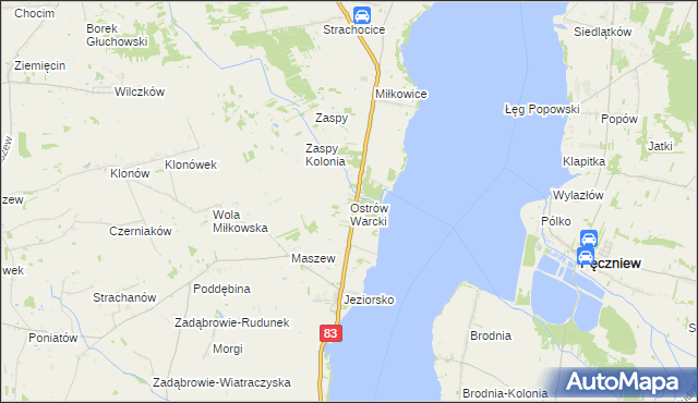 mapa Ostrów Warcki, Ostrów Warcki na mapie Targeo