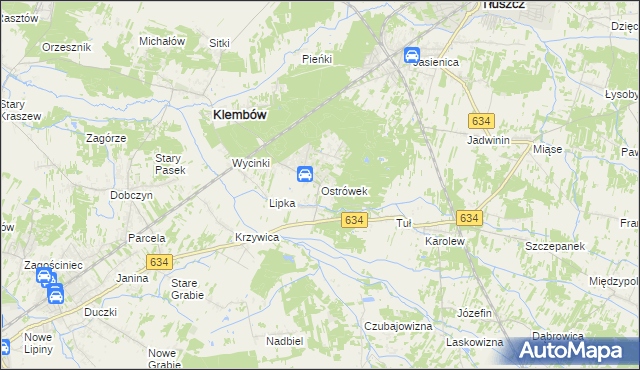 mapa Ostrówek gmina Klembów, Ostrówek gmina Klembów na mapie Targeo