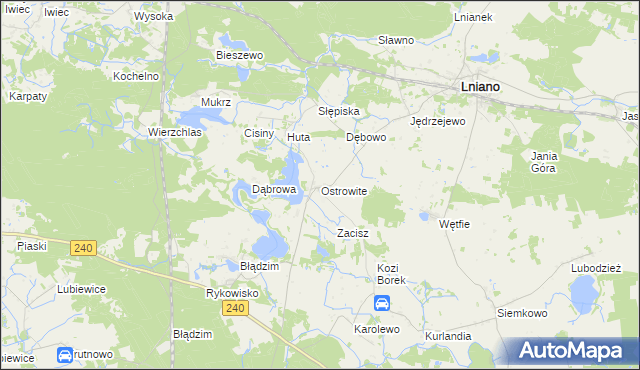 mapa Ostrowite gmina Lniano, Ostrowite gmina Lniano na mapie Targeo