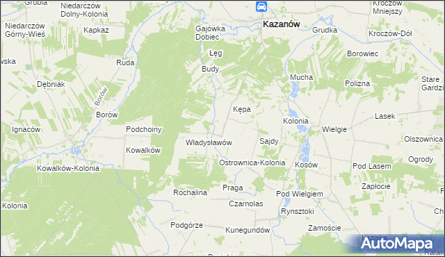 mapa Ostrownica gmina Kazanów, Ostrownica gmina Kazanów na mapie Targeo