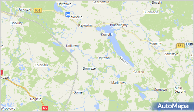 mapa Ostrowo gmina Dubeninki, Ostrowo gmina Dubeninki na mapie Targeo