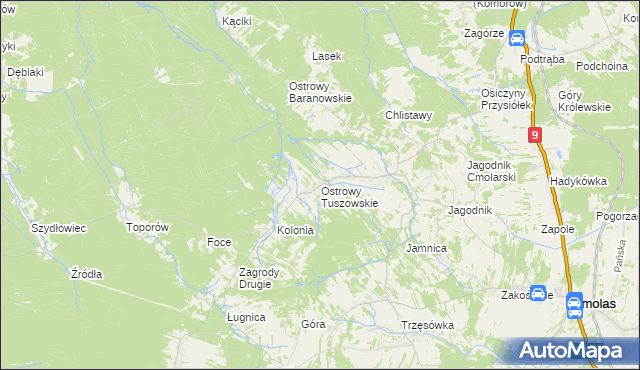 mapa Ostrowy Tuszowskie, Ostrowy Tuszowskie na mapie Targeo