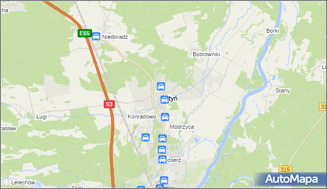 mapa Otyń, Otyń na mapie Targeo