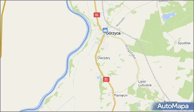 mapa Owczary gmina Górzyca, Owczary gmina Górzyca na mapie Targeo