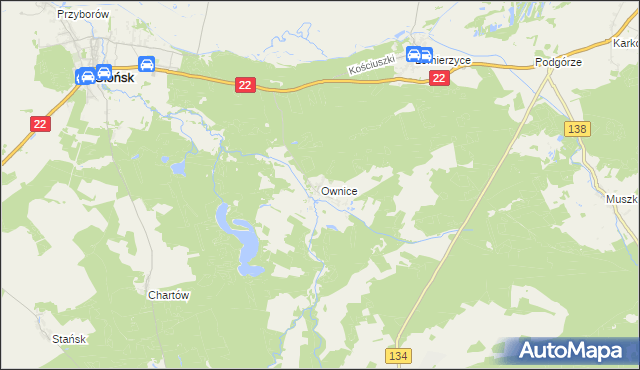 mapa Ownice, Ownice na mapie Targeo