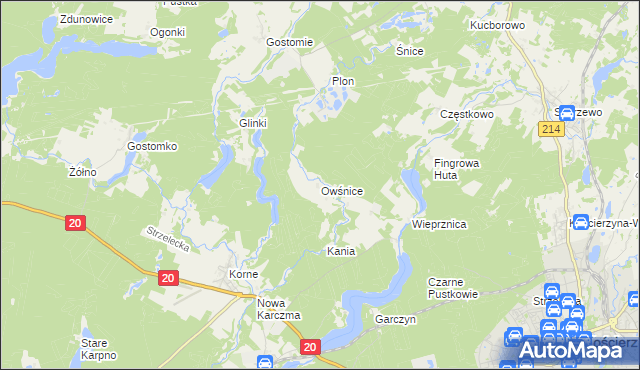 mapa Owśnice, Owśnice na mapie Targeo