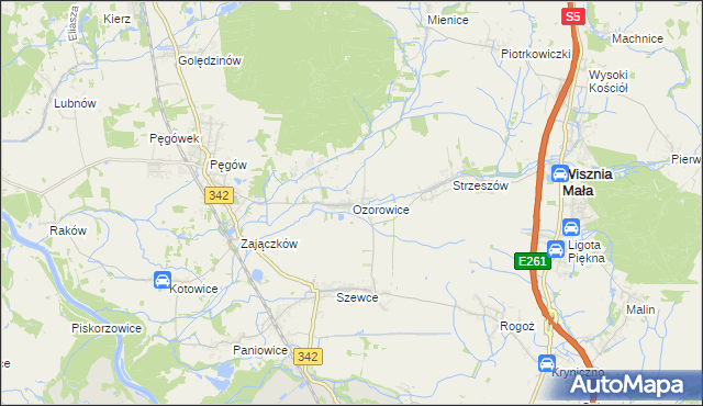 mapa Ozorowice, Ozorowice na mapie Targeo