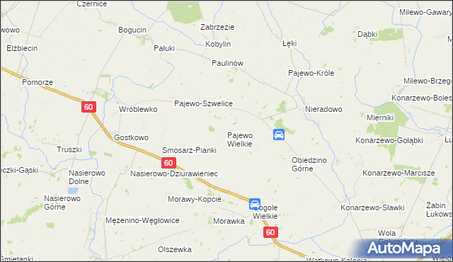 mapa Pajewo Wielkie, Pajewo Wielkie na mapie Targeo