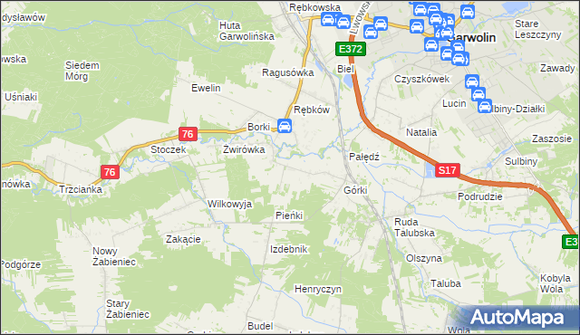 mapa Parcele-Rębków, Parcele-Rębków na mapie Targeo
