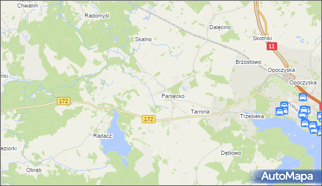 mapa Parsęcko, Parsęcko na mapie Targeo