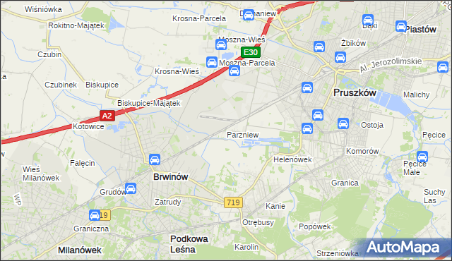 mapa Parzniew, Parzniew na mapie Targeo