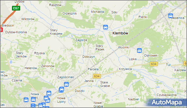 mapa Pasek gmina Klembów, Pasek gmina Klembów na mapie Targeo