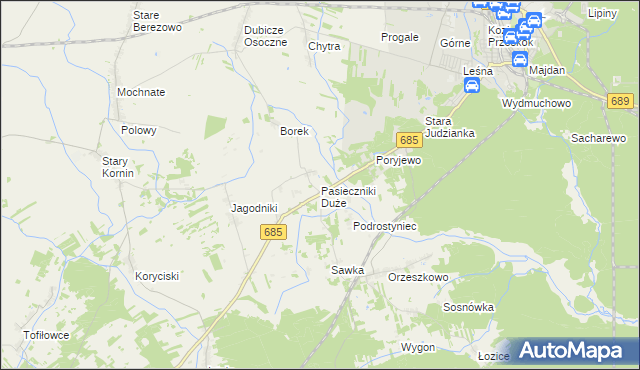 mapa Pasieczniki Duże, Pasieczniki Duże na mapie Targeo