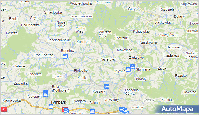 mapa Pasierbiec, Pasierbiec na mapie Targeo