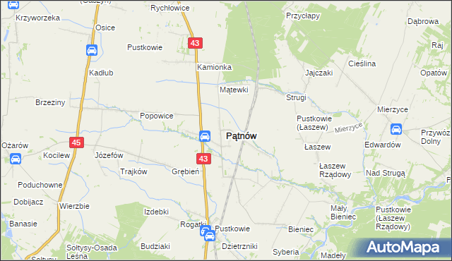 mapa Pątnów powiat wieluński, Pątnów powiat wieluński na mapie Targeo