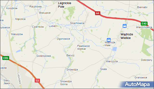 mapa Pawłowice Wielkie, Pawłowice Wielkie na mapie Targeo