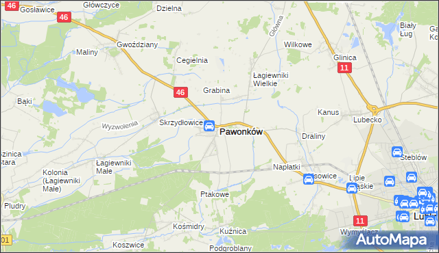 mapa Pawonków, Pawonków na mapie Targeo