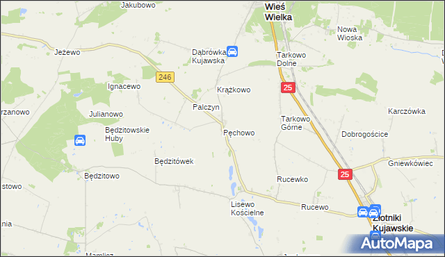 mapa Pęchowo, Pęchowo na mapie Targeo