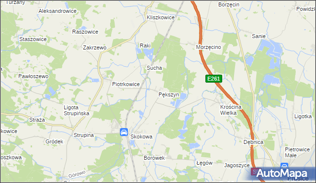 mapa Pększyn, Pększyn na mapie Targeo