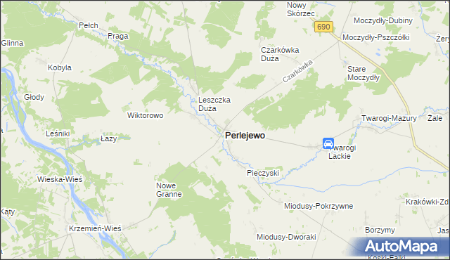 mapa Perlejewo, Perlejewo na mapie Targeo