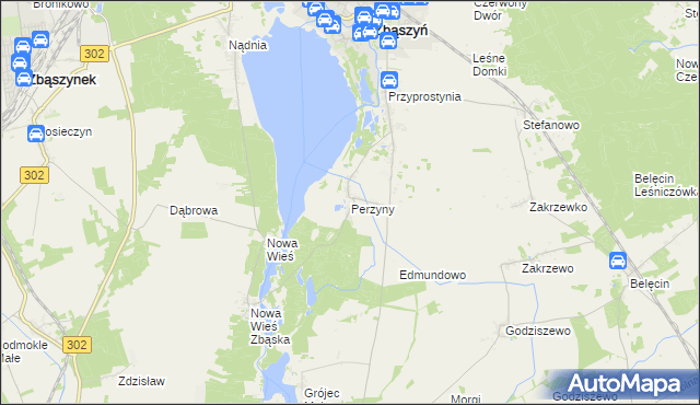 mapa Perzyny gmina Zbąszyń, Perzyny gmina Zbąszyń na mapie Targeo