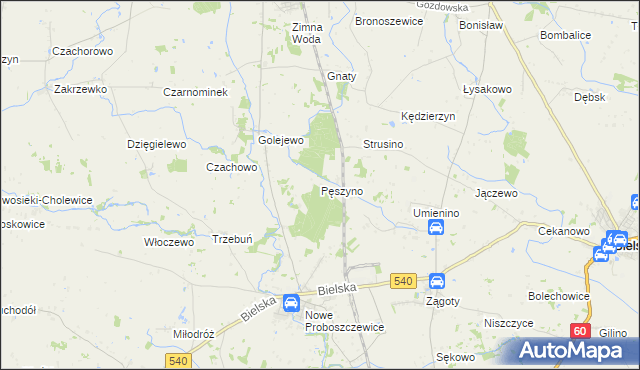 mapa Pęszyno, Pęszyno na mapie Targeo