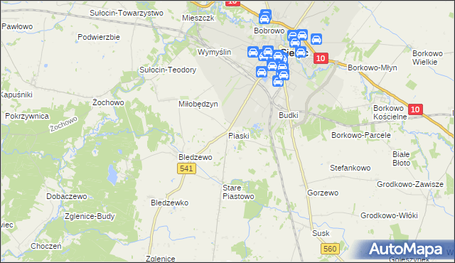 mapa Piaski gmina Sierpc, Piaski gmina Sierpc na mapie Targeo