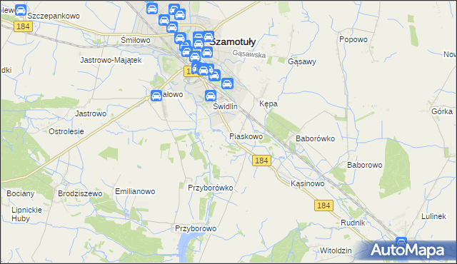 mapa Piaskowo gmina Szamotuły, Piaskowo gmina Szamotuły na mapie Targeo