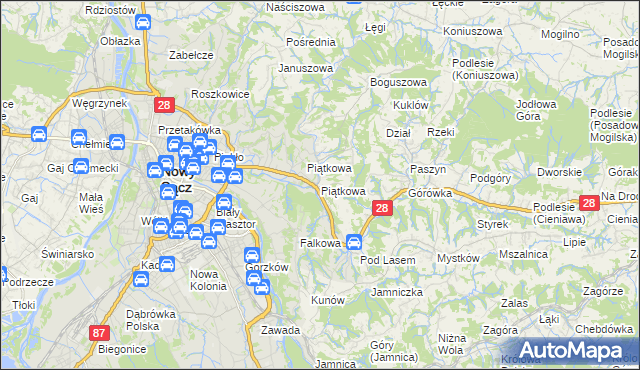 mapa Piątkowa gmina Chełmiec, Piątkowa gmina Chełmiec na mapie Targeo