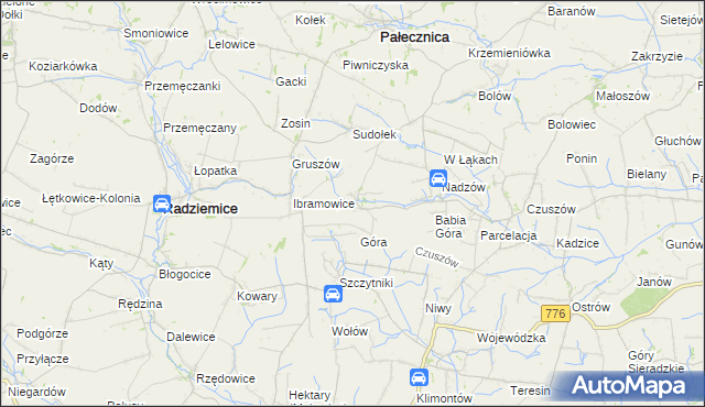 mapa Pieczonogi gmina Pałecznica, Pieczonogi gmina Pałecznica na mapie Targeo