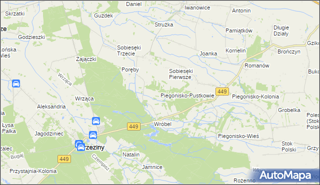 mapa Piegonisko-Pustkowie, Piegonisko-Pustkowie na mapie Targeo