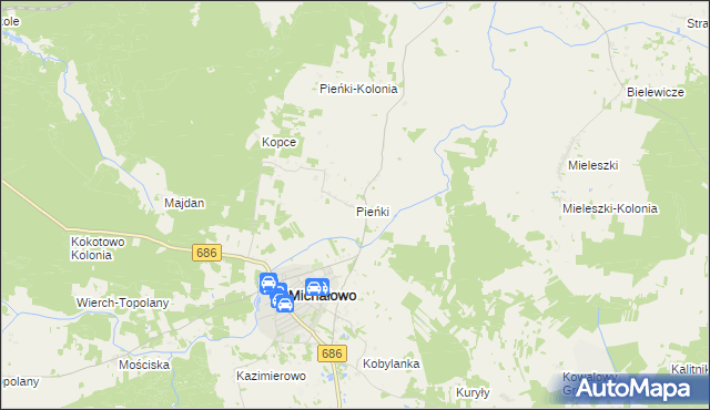 mapa Pieńki gmina Michałowo, Pieńki gmina Michałowo na mapie Targeo