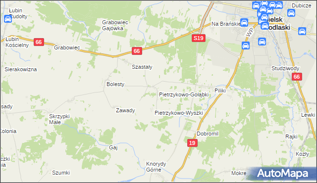 mapa Pietrzykowo-Gołąbki, Pietrzykowo-Gołąbki na mapie Targeo