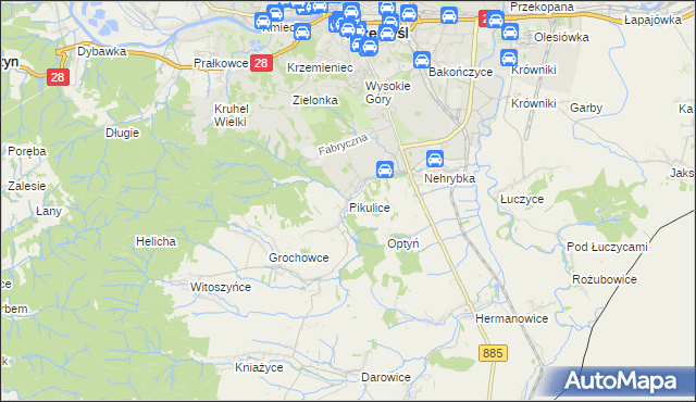 mapa Pikulice, Pikulice na mapie Targeo