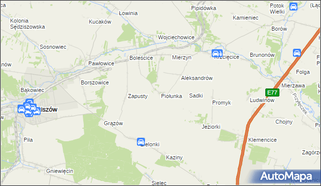 mapa Piołunka, Piołunka na mapie Targeo