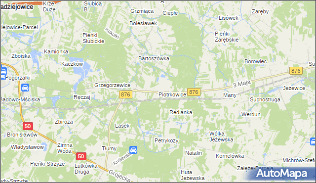 mapa Piotrkowice gmina Żabia Wola, Piotrkowice gmina Żabia Wola na mapie Targeo