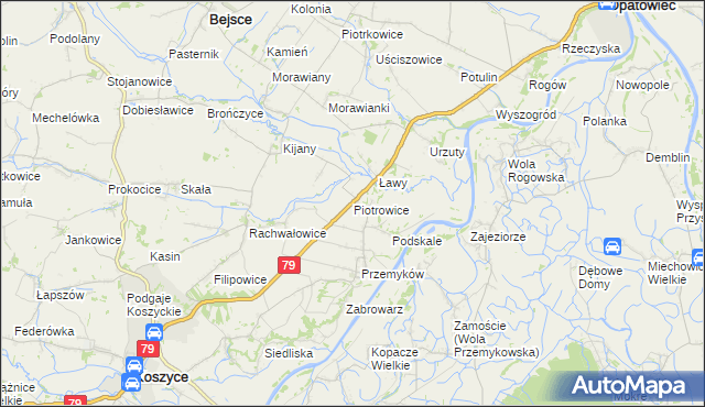 mapa Piotrowice gmina Koszyce, Piotrowice gmina Koszyce na mapie Targeo