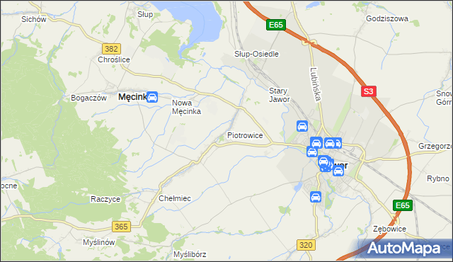 mapa Piotrowice gmina Męcinka, Piotrowice gmina Męcinka na mapie Targeo
